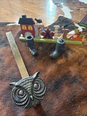 Rustic Owl Bookend - Black and Gold Home Accent lot of fall decor